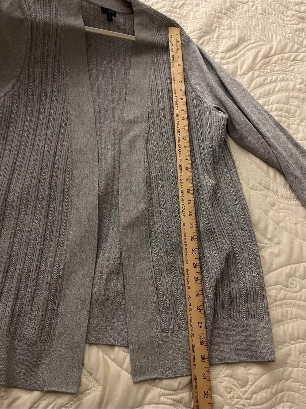 Talbots Light Gray Open-Front Ribbed Cardigan 2X - Picture 8 of 8